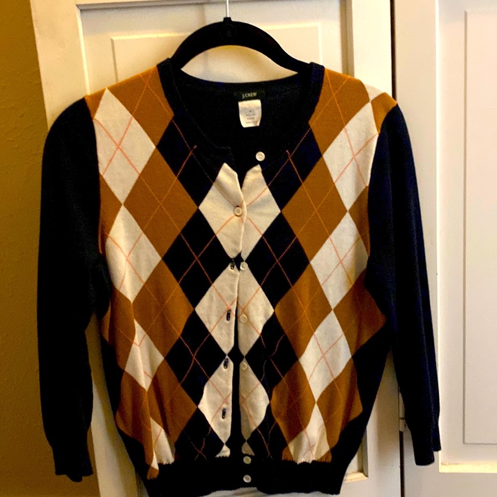 J. Crew Argyle Sweater Womens Small